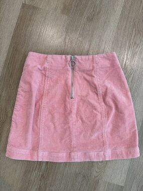 Forever 21 Pink Corduroy Mini Skirt with O-Ring Front Zip